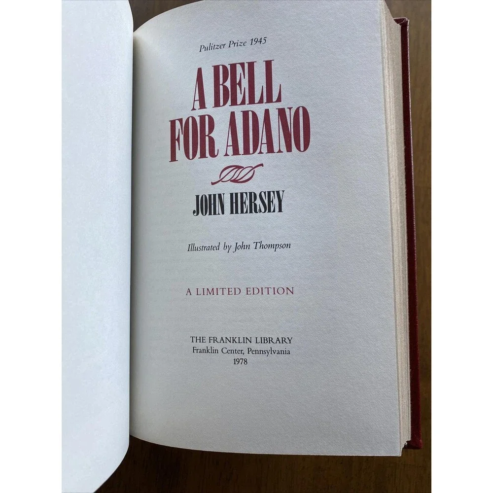 A Bell For Adano By Hersey 1978 Leather Bound Franklin Mint